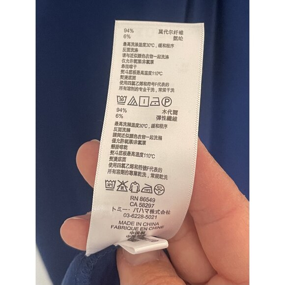 Tommy Bahama Long Sleeve V Neck Twist Front Modal Blend Maxi Dress Navy Blue S/P - Picture 5 of 7